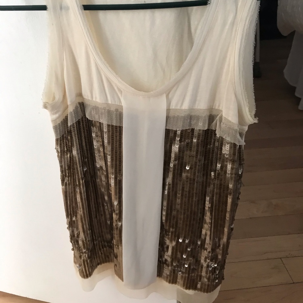 Loft gorgeous fancy top: white,gold and sequins